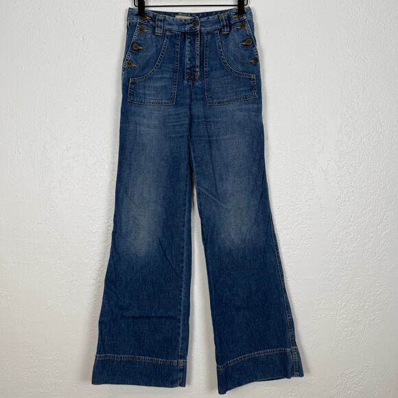 See by Chloé Flare Wide Leg Button Fly Jeans Size 4 - Picture 1 of 7